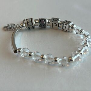 Silver and Clear Beaded HOPE Bracelet